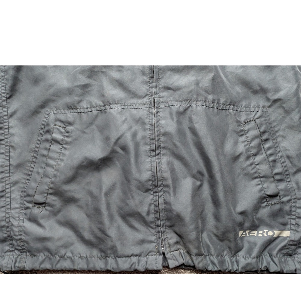 Aeropostale Mens Gray Full Zip Windbreaker Hooded Jacket Mesh Lined M Gorpcore - Picture 8 of 13